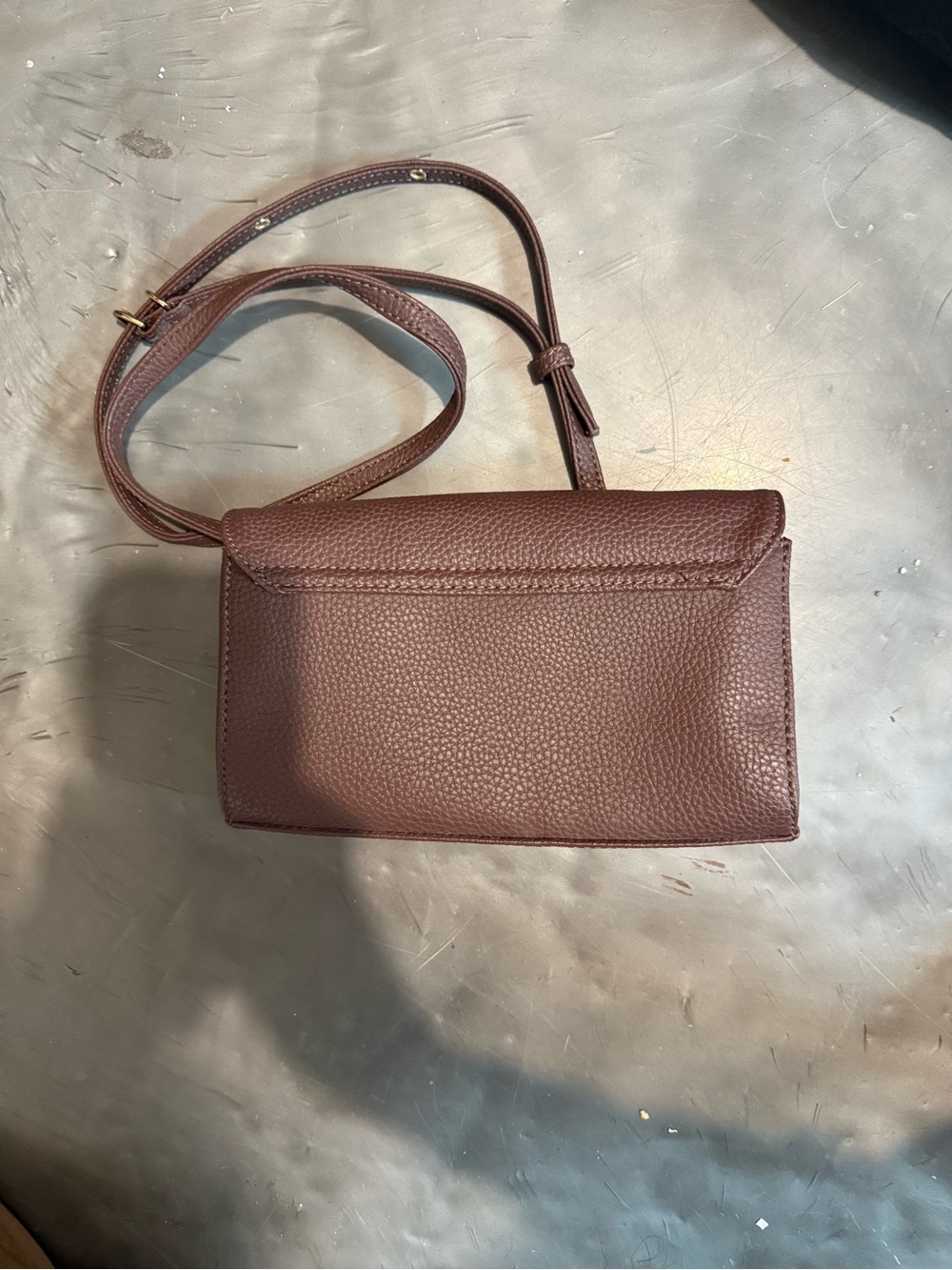 Matt & Nat Dark Brown Pebbled Crossbody with Gold Hardware - Picture 3 of 5
